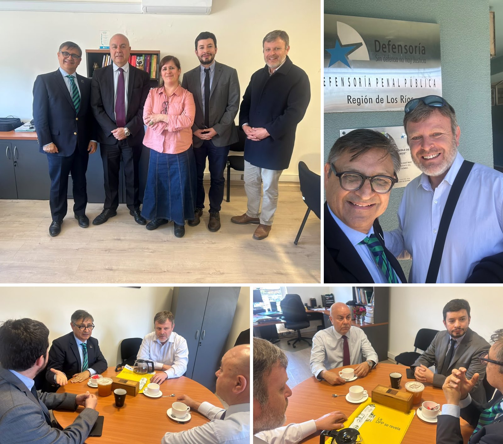 Collage de la visita protocolar de ANDFUD a la Defensoría Regional de Los Ríos